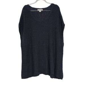 Coldwater Creek Slub Knit Sweater Vest Womens Size 2X Blue 100% Cotton Pullover